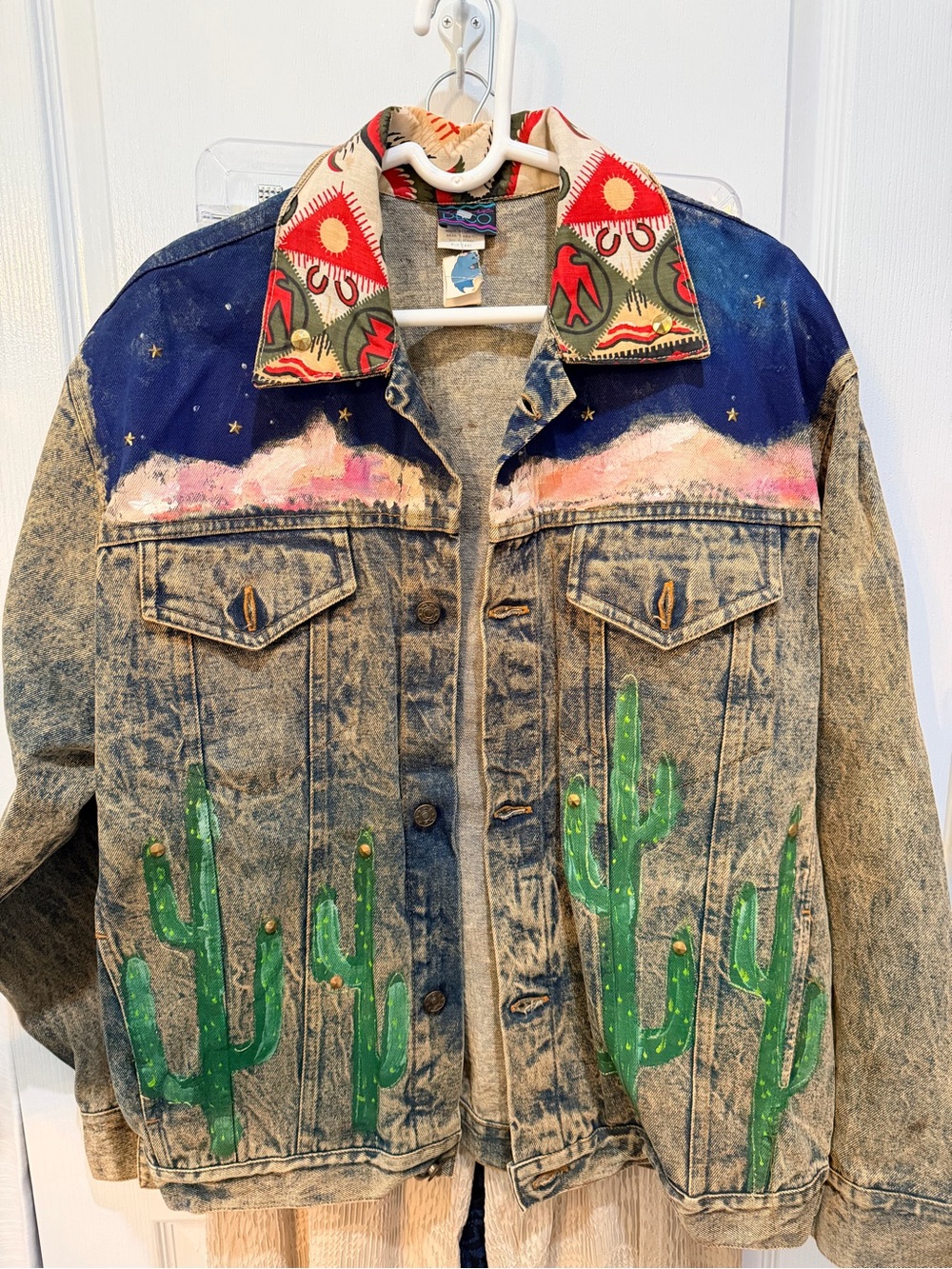 Vintage Hand-Painted Western Denim Jacket (ONLY ONE MADE) size M NWT - Picture 1 of 15